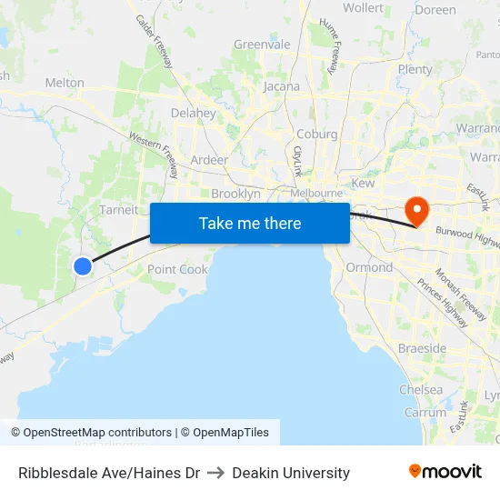 Ribblesdale Ave/Haines Dr to Deakin University map