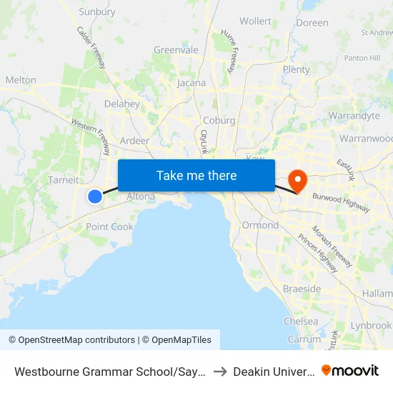 Westbourne Grammar School/Sayers Rd to Deakin University map