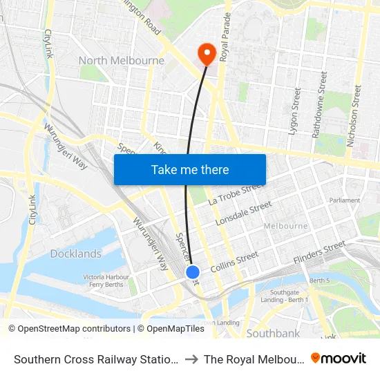 Southern Cross Railway Station/Spencer St #122 to The Royal Melbourne Hospital map