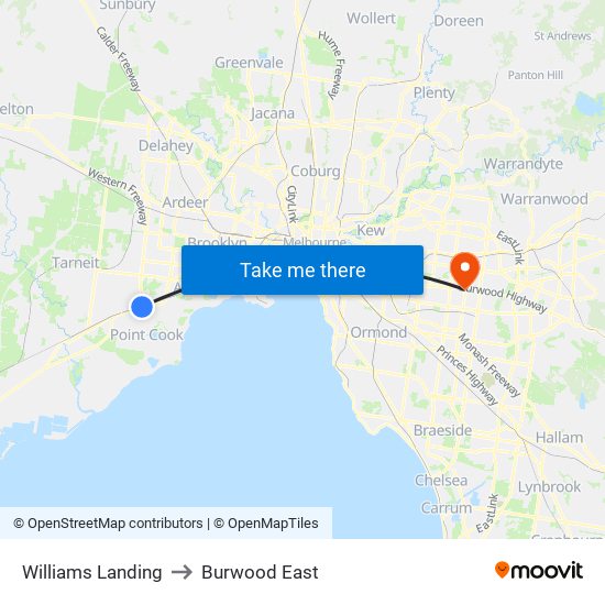 Williams Landing to Burwood East map