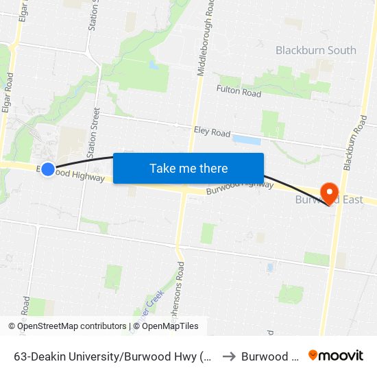 63-Deakin University/Burwood Hwy (Burwood) to Burwood East map