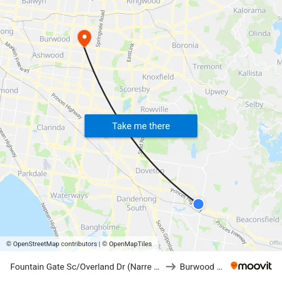 Fountain Gate Sc/Overland Dr to Burwood East map
