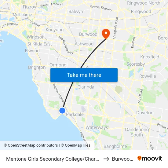 Mentone Girls Secondary College/Charman Rd to Burwood East map