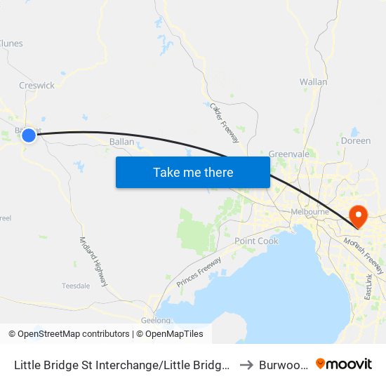 Little Bridge St Interchange/Little Bridge St (Ballarat Central) to Burwood East map