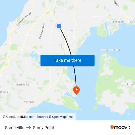 Somerville to Stony Point map