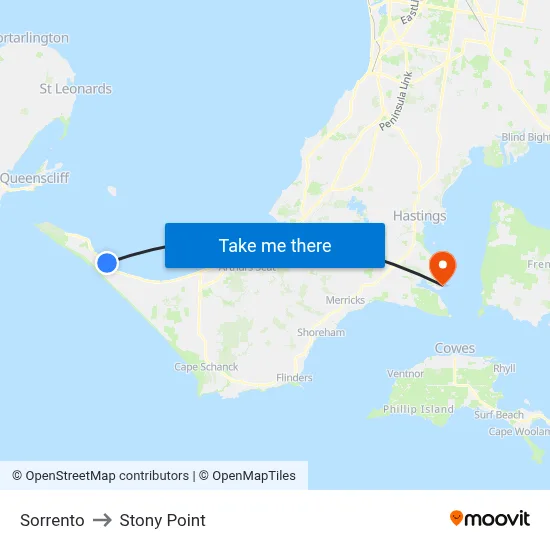 Sorrento to Stony Point map