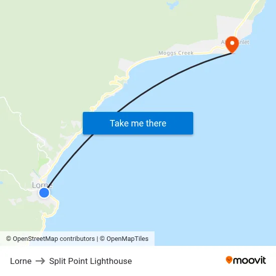 Lorne to Split Point Lighthouse map