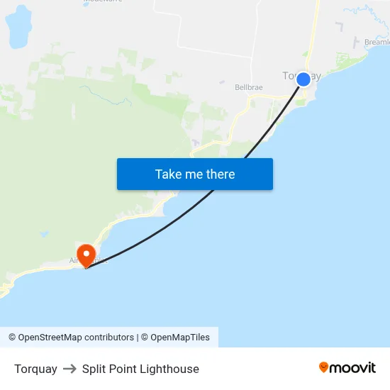 Torquay to Split Point Lighthouse map