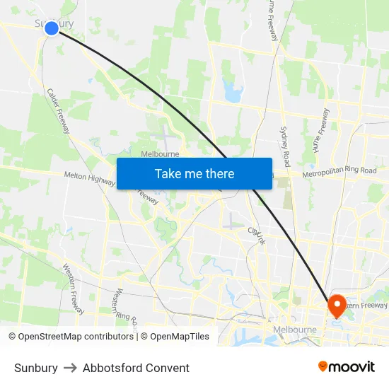 Sunbury to Abbotsford Convent map