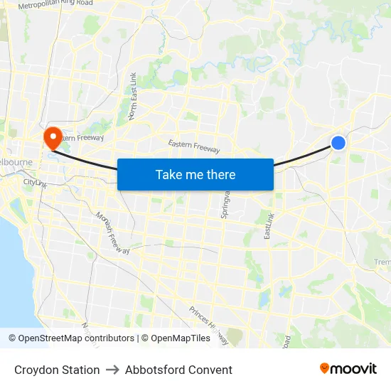 Croydon Station to Abbotsford Convent map