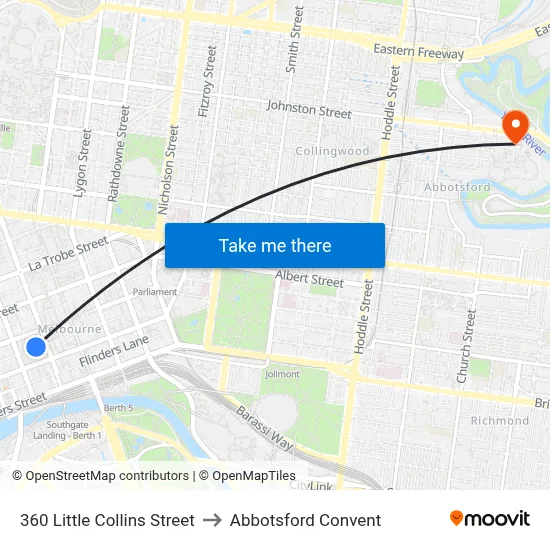 360 Little Collins Street to Abbotsford Convent map
