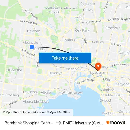 Brimbank Shopping Centre/Neale Rd to RMIT University (City Campus) map