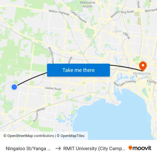 Ningaloo St/Yanga Ave to RMIT University (City Campus) map