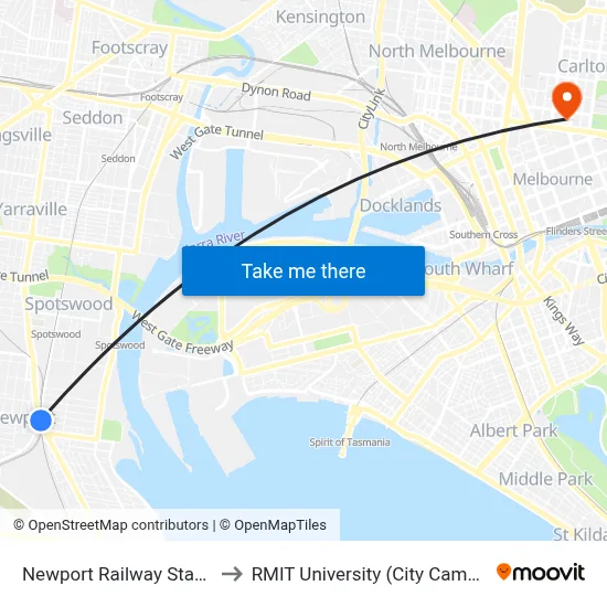 Newport Railway Station to RMIT University (City Campus) map