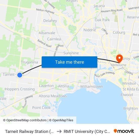 Tarneit Railway Station (Tarneit) to RMIT University (City Campus) map