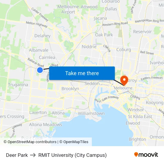 Deer Park to RMIT University (City Campus) map