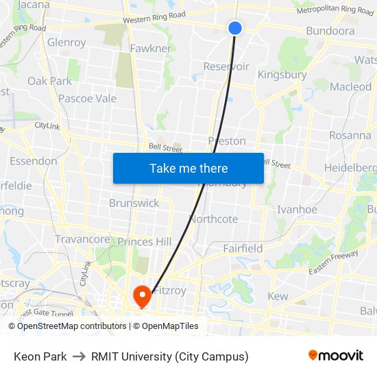 Keon Park to RMIT University (City Campus) map