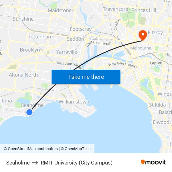 Seaholme to RMIT University (City Campus) map