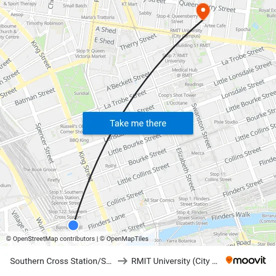 Southern Cross Station/Spencer St to RMIT University (City Campus) map