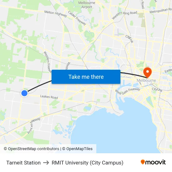 Tarneit Station to RMIT University (City Campus) map