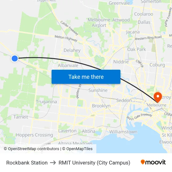 Rockbank Station to RMIT University (City Campus) map