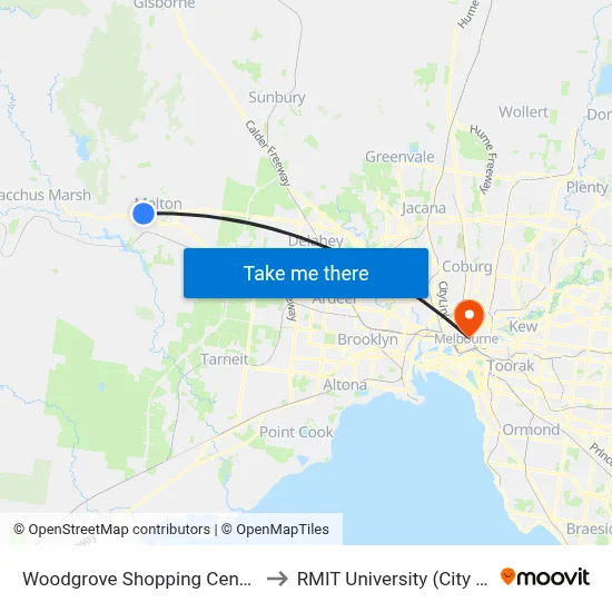 Woodgrove Shopping Centre/High St to RMIT University (City Campus) map