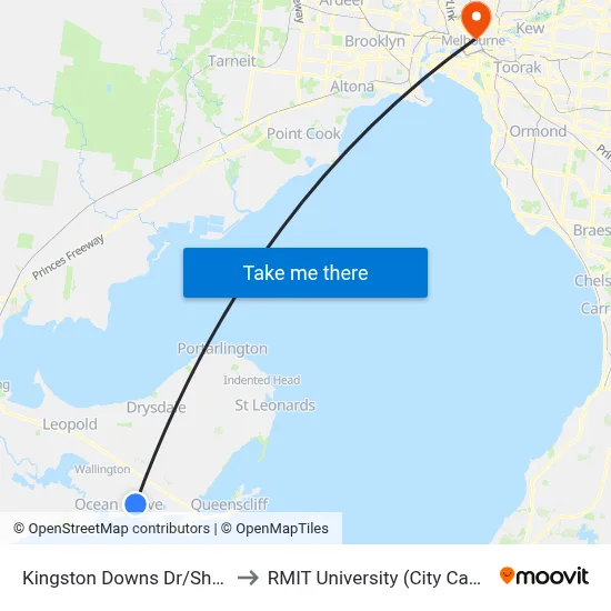 Kingston Downs Dr/Shell Rd to RMIT University (City Campus) map