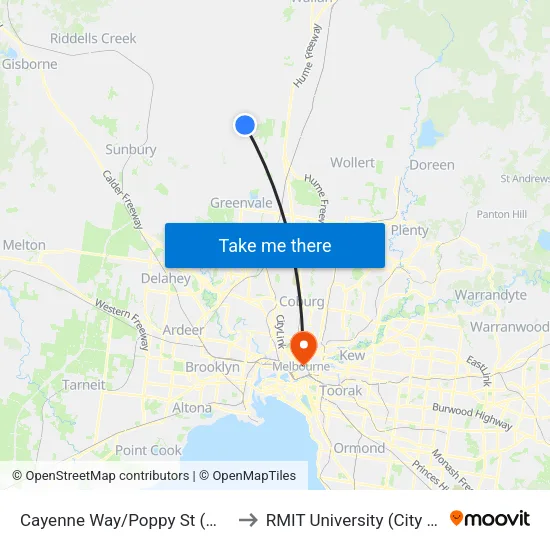 Cayenne Way/Poppy St to RMIT University (City Campus) map