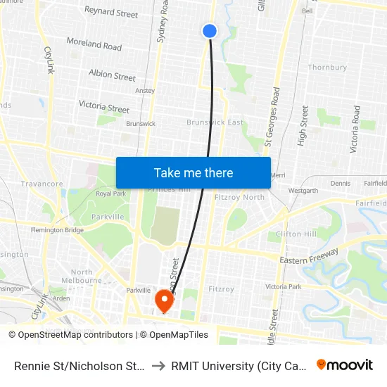 Rennie St/Nicholson St #131 to RMIT University (City Campus) map
