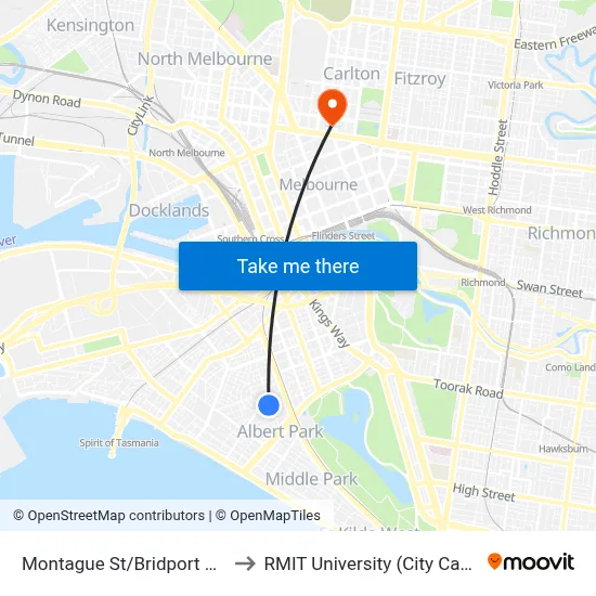 Montague St/Bridport St #28 to RMIT University (City Campus) map