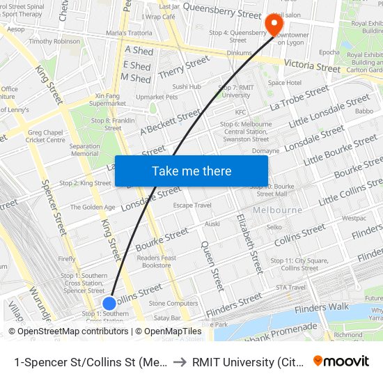 1-Spencer St/Collins St (Melbourne City) to RMIT University (City Campus) map