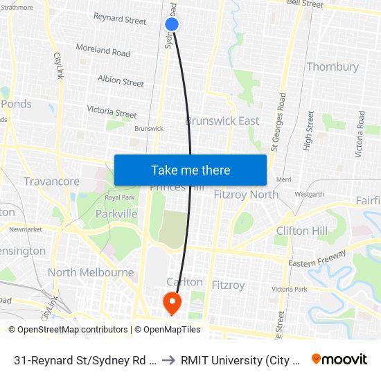 31-Reynard St/Sydney Rd (Coburg) to RMIT University (City Campus) map