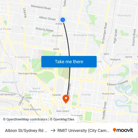 Albion St/Sydney Rd #26 to RMIT University (City Campus) map