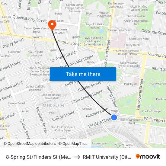 8-Spring St/Flinders St (Melbourne City) to RMIT University (City Campus) map