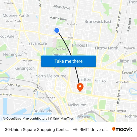 Union Square Shopping Centre/Grantham St #30 to RMIT University (City Campus) map