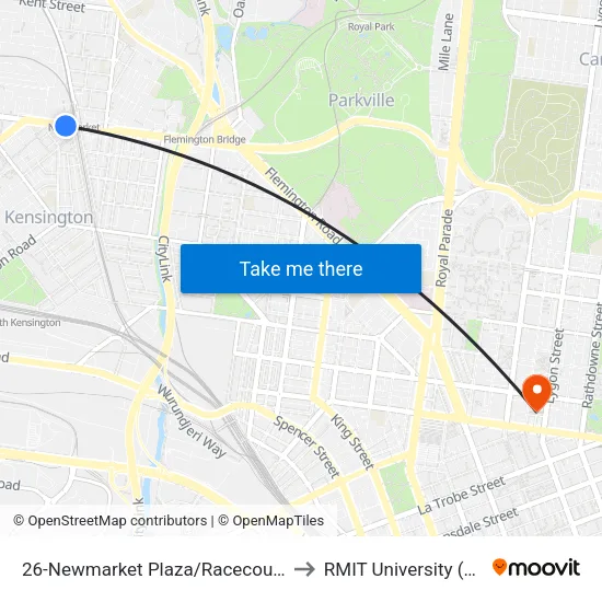 Newmarket Plaza/Racecourse Rd #26 to RMIT University (City Campus) map