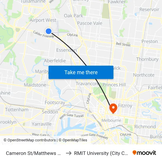 Cameron St/Matthews Ave #55 to RMIT University (City Campus) map
