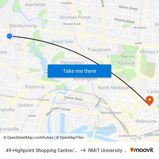 49-Highpoint Shopping Centre/Wests Rd (Maribyrnong) to RMIT University (City Campus) map