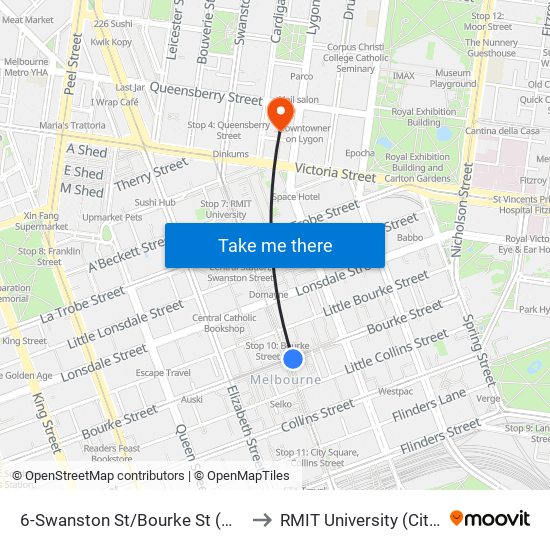 6-Swanston St/Bourke St (Melbourne City) to RMIT University (City Campus) map