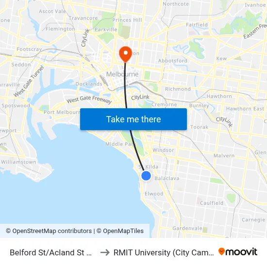 Belford St/Acland St #139 to RMIT University (City Campus) map