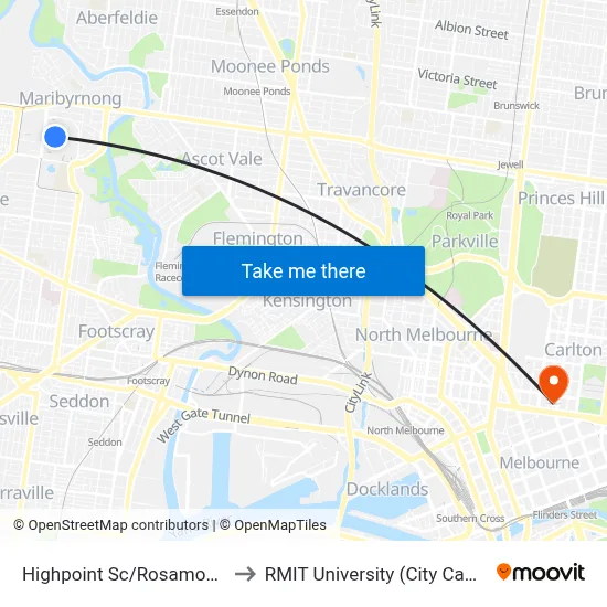 Highpoint Sc/Rosamond Rd to RMIT University (City Campus) map