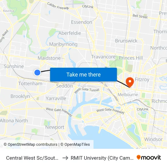 Central West Sc/South Rd to RMIT University (City Campus) map