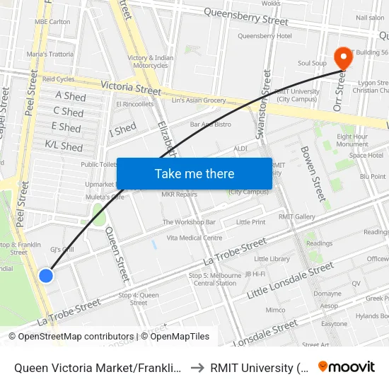 Queen Victoria Market/Franklin St to RMIT University (City Campus) map