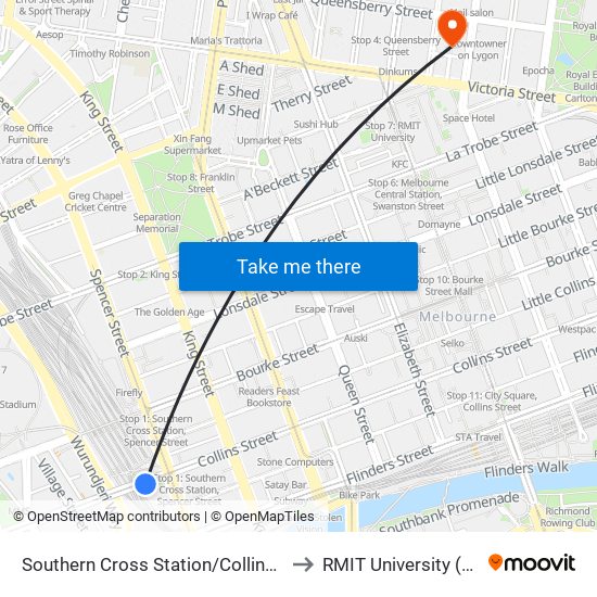 Southern Cross Station/Collins St (Melbourne City) to RMIT University (City Campus) map