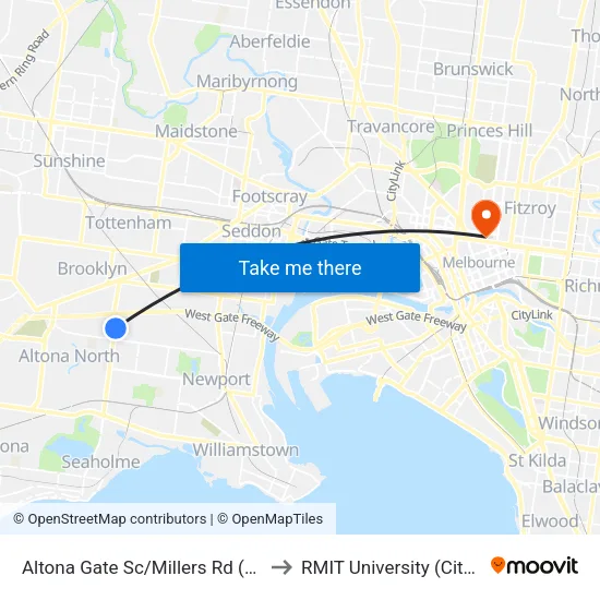 Altona Gate Sc/Millers Rd to RMIT University (City Campus) map