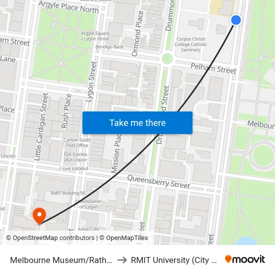 Melbourne Museum/Rathdowne St to RMIT University (City Campus) map