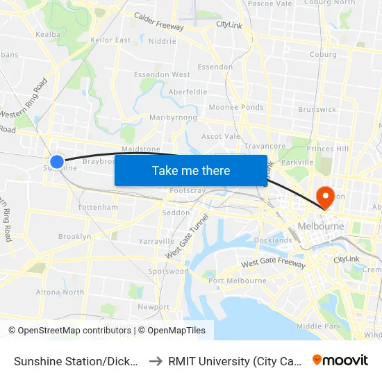 Sunshine Station/Dickson St to RMIT University (City Campus) map