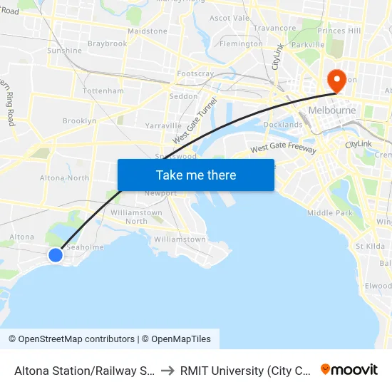Altona Station/Railway St South to RMIT University (City Campus) map