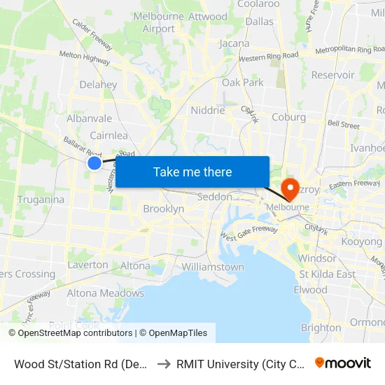 Wood St/Station Rd to RMIT University (City Campus) map