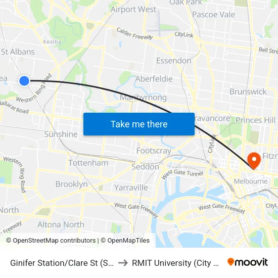 Ginifer Station/Clare St to RMIT University (City Campus) map